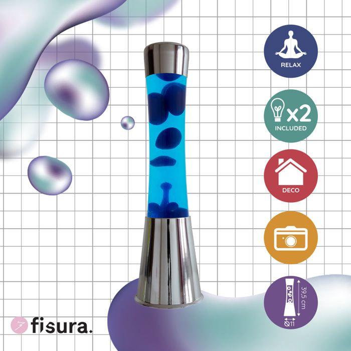 Lampe à lave - fisura - modèle vintage - couleur bleue - 25w - dimensions 11x11x39,5 cm