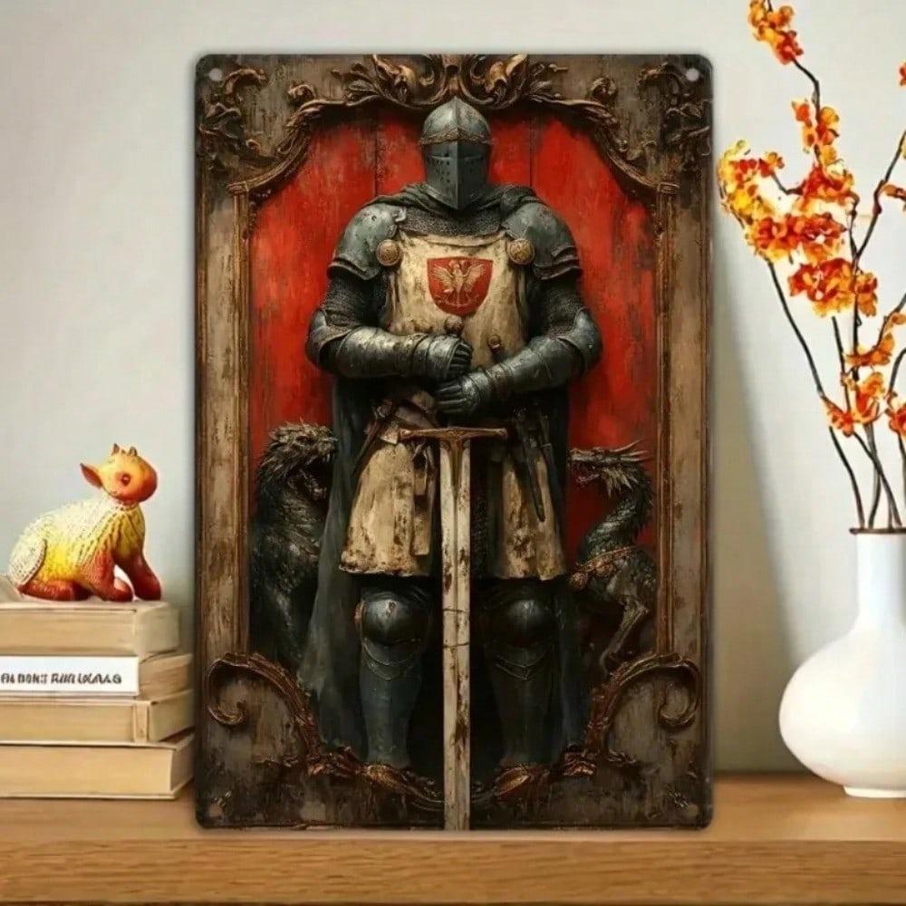 Vintage Knight Iron Wall Art Retro Metal Tin Sign Home Decor Plaque