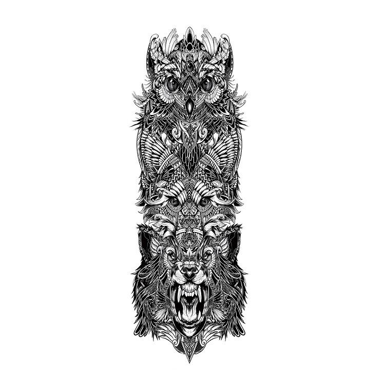 Tattoo Sticker, Flower Arm Skull Totem, Eye Of Eternal Wisdom, Wind Set Tqb Simulation Tattoo Sticker