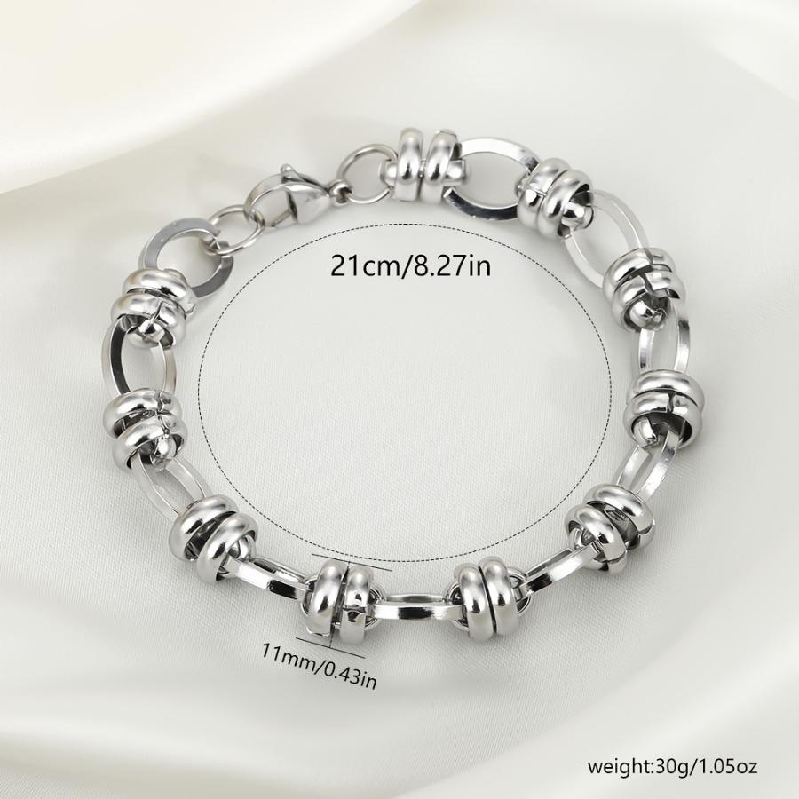 [Stainless Steel Bracelet] 304 Stainless Steel Link Bracelet - Modern Geometric Chain Unisex Jewelry - 1pc