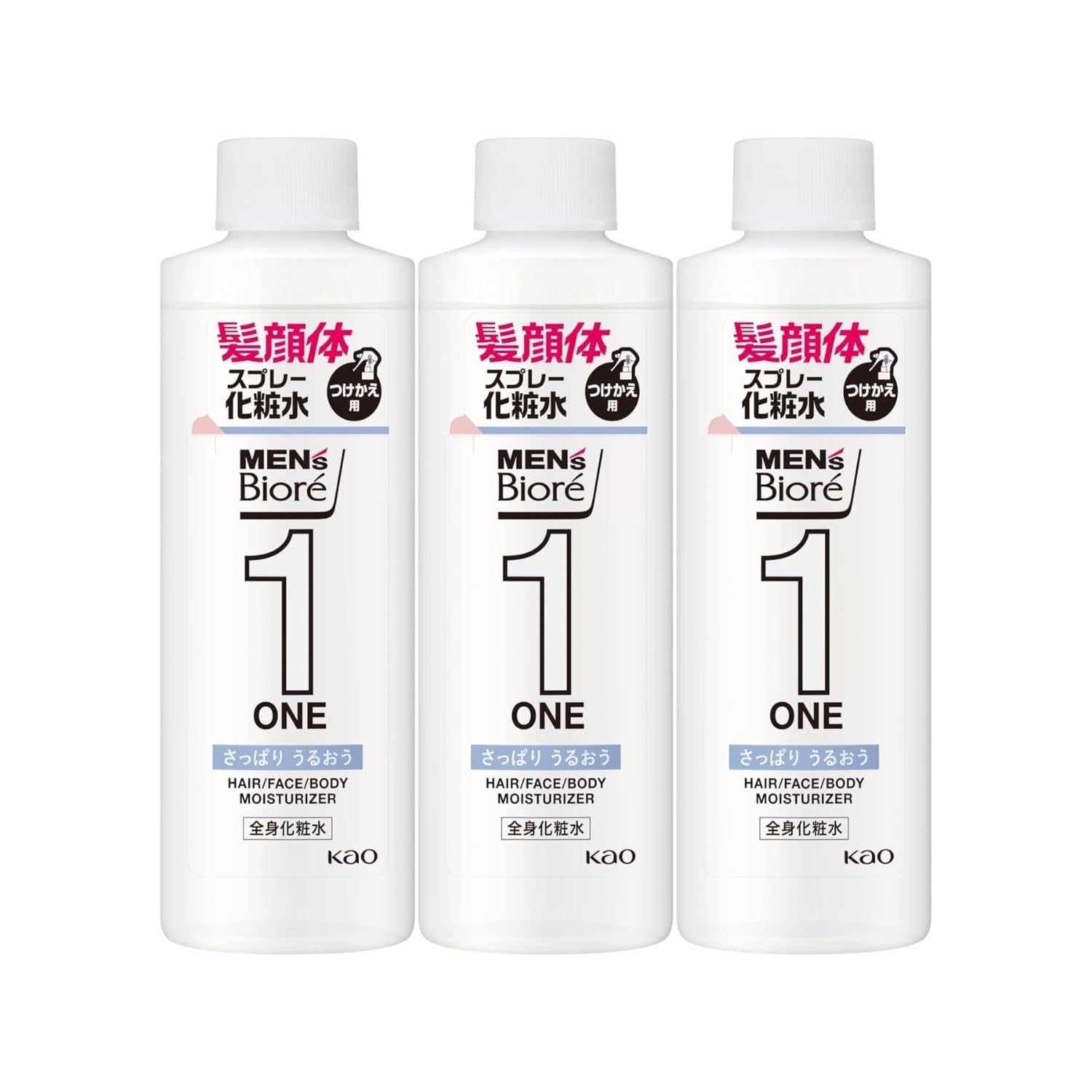 Mens Biore ONE All-Body Lotion Spray Refreshing Refill 200ml 3 Bottles TRIBIS Original Wet Towel Included