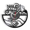 Nagelstudio Schallplatten Wanduhr Hand-Schönheitssalon Mode-Deko Wanduhr Nageldesign Wanduhr für Nageldesigner