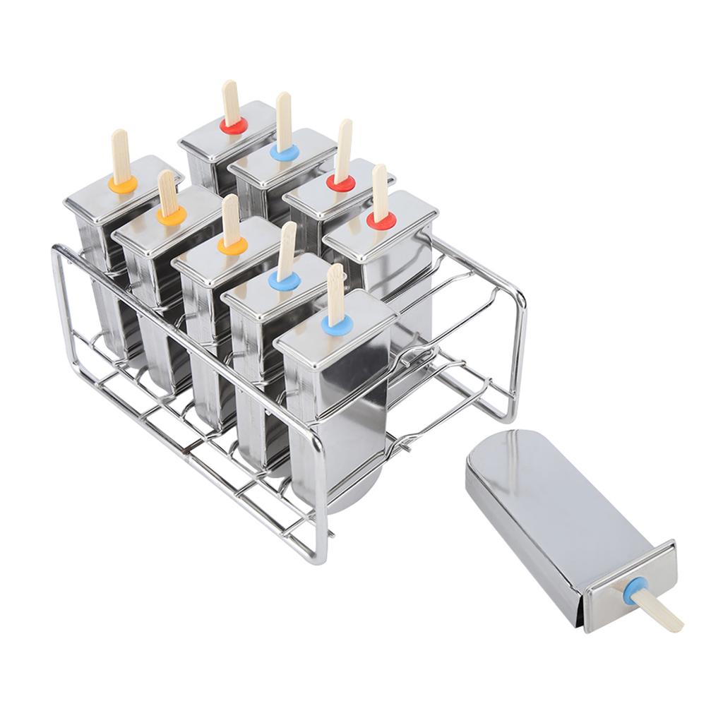 10PCS 304 Stainless Steel Round Head Fat Plate Ice Cream Mold Popsicle Mold Double Groove