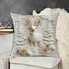 1/4Pcs 45x45CM Christmas Linen Throw Pillow Cover Santa Claus Snowman Reindeer Xmas Tree Pillow Case Living Room Bedroom Sofa Bed Square Cushion Cover