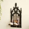 Black Wood Gothic Throne Shape Wall Shelf Handcrafted Display Storage Rack Organizers For Art Plant Home Interior Decors