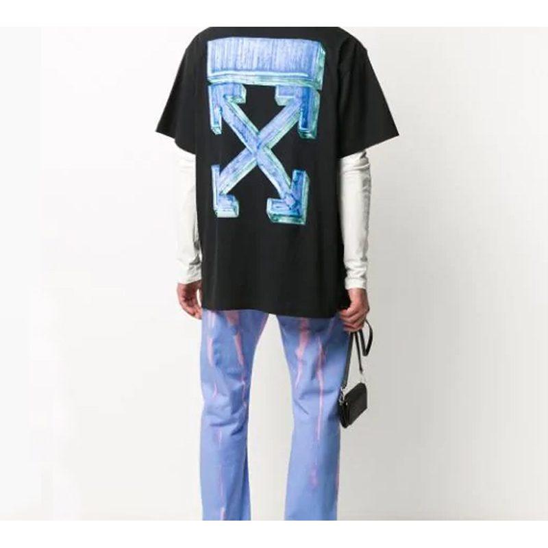OFF WHITE Marker Blue Arrows Oversized Tee OMAA038E20JER0021045