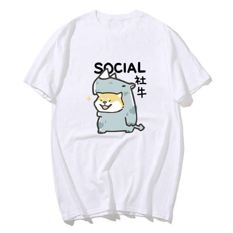 

Camiseta divertida con letras Shiba Inu para mujer ropa informal de Unisexga corta Harajuku para mujer camisetas de calle ropa S