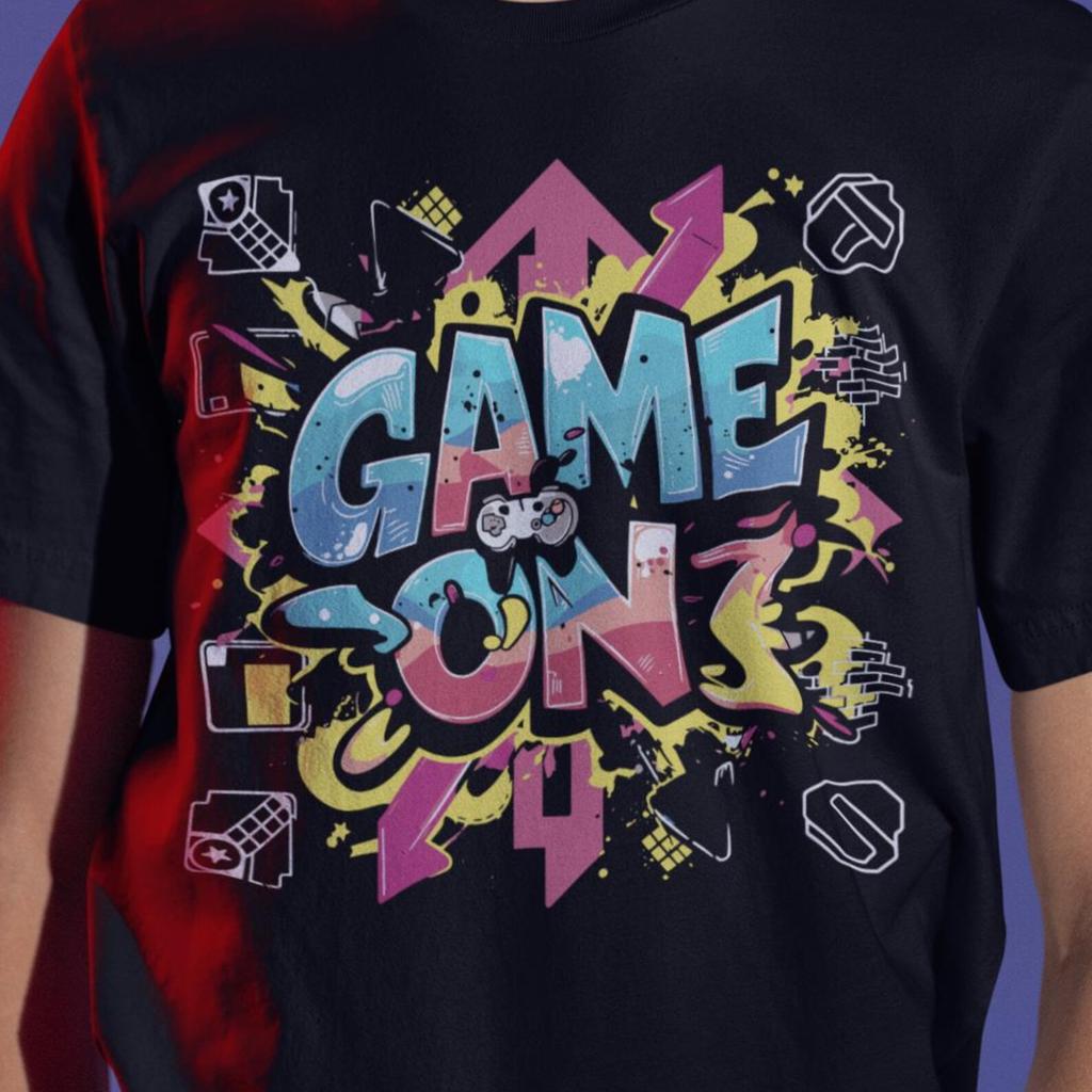 Game On Gamer Shirt | Retro Gaming T-Shirt | Neon Streetwear Gamer Tee | Cool Video Game Shirt | Graphic Gaming Shirt | Gift for Gamers