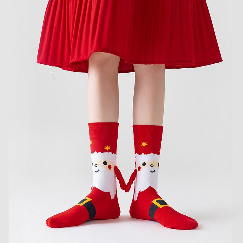 Holding Hands Socks Elastic Magnet Hand Socks Cartoon Comfortable Cotton Mid-calf Socks Funny Gift For New Year Christmas