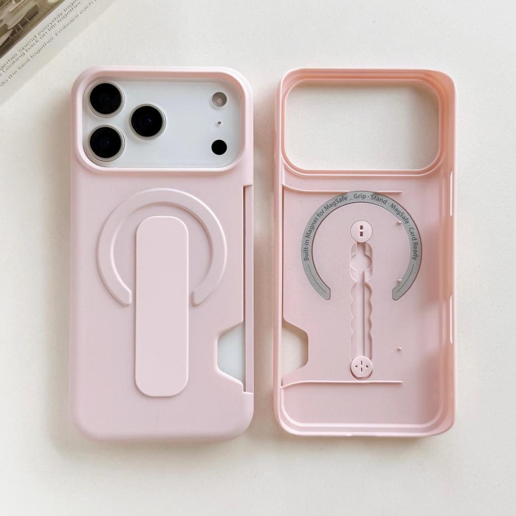 Matowe Magnetyczne Etui Apple 17 Pro Max z Niewidocznym Stojakiem i Uchwytem na Karty do iPhone 16/15/14
