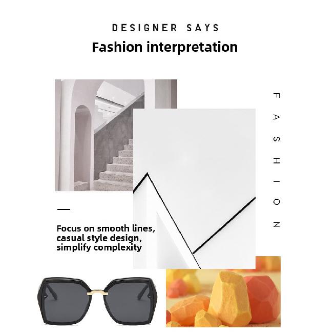 Women's Polarized Sunglasses for Driving, European and American Trendy Fashion Retro Large Frame Sunglasses, Black Frame UV400