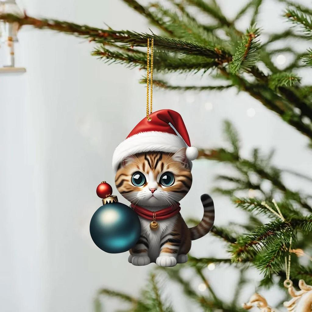 Cartoon süße Katze 2023 Weihnachtsschmuck hängende Dekoration Geschenk Weihnachten hängender Baum personalisierter Anhänger Partyzubehör