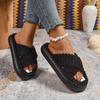 Fashion Cross Strap Slippers Women Fashion New Females Soft Corduroy Platform Home Slides Men Portable Warm Plush Sandals Women's Shoes