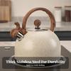Whistling Tea Kettle with Wood-Grain Handle Cool-Touch Stovetop Teapot Loud