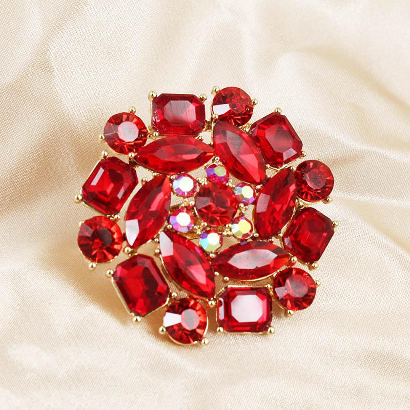 European & American Retro Style Rhinestone Flower Ring - Women's Large Size, Open Design