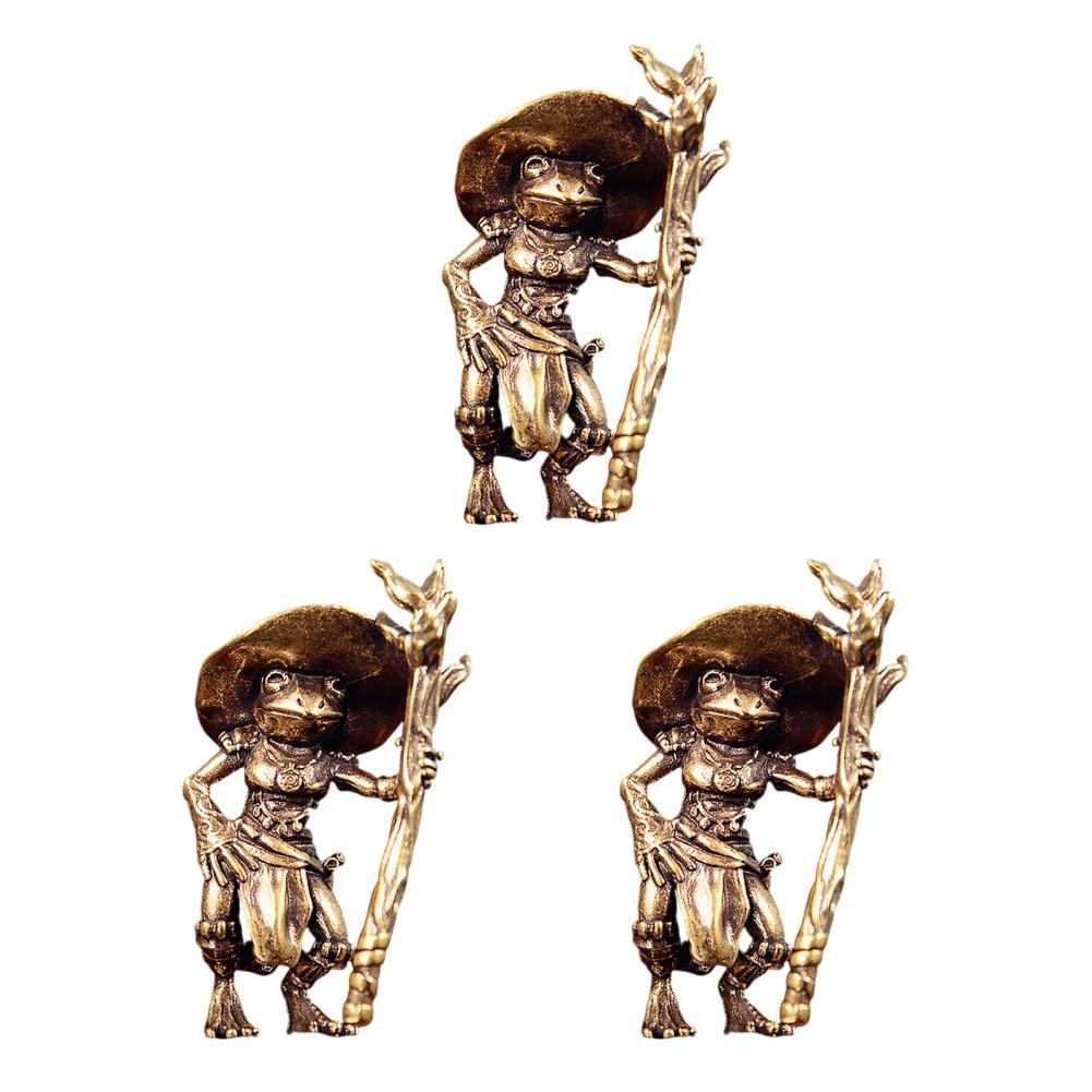 1/2/3Pcs Brass Frog Witch Figurine Vintage Brass Frog Ornament Fantasy Witch Decoration Whimsical Home Accents