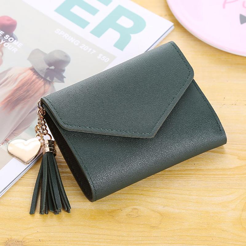 Brand Women Soft Leather Wallet Bag Small Tassel Card Holder Female Organizer Credit Card Case Zipper Coin Purse