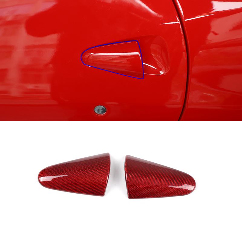 For Ferrari 458 2011-16 Red Real Carbon Fiber Car Gear Panel Glass Lift Switch Door Handle Cover Decoration Sticker Accessories