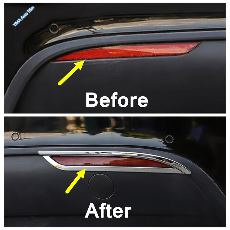 2PCS Exterior Rear Fog Lamp Light Cover Trims For Tesla Model Y Foglight Molding Garnish Accessories Stainless Steel