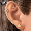 Titanium Alloy Zirconia Heart Lightning Piercing Stud with Internal Thread