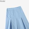 ZANZEA Women Casual Elastic Waist Solid Color Loose Wide Leg Pants