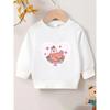 Kids Crewneck Sweatshirt, Cute Cartoon Hen in Heart Wreath Print, Soft Tone Thin Spring Top, Outdoor Baby Outfit