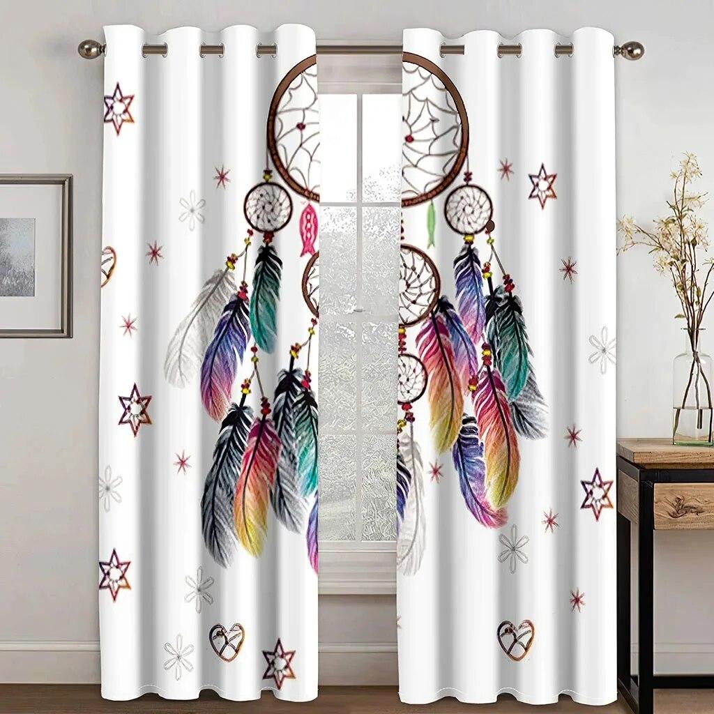 Boho Animal Wolf Dreamcatcher High Shading Curtains For Living Room Bedroom Window Drape Decor Multiple Colour Blackout Curtain