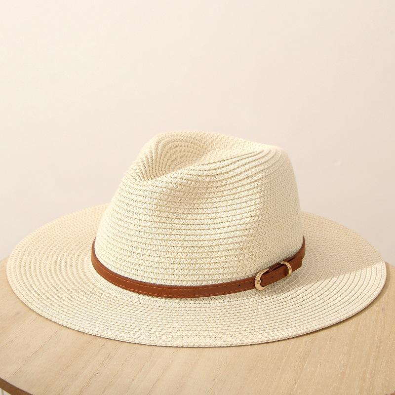 JYL TS DIY Panama Straw Hat White Belt Decor Sun Protection Woven Straw