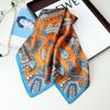 SpringSummer Orange Imitation Silk Neckerchief Outdoor Decoration Wraps For Women 70*70Cm Cashew Print Square Scarf