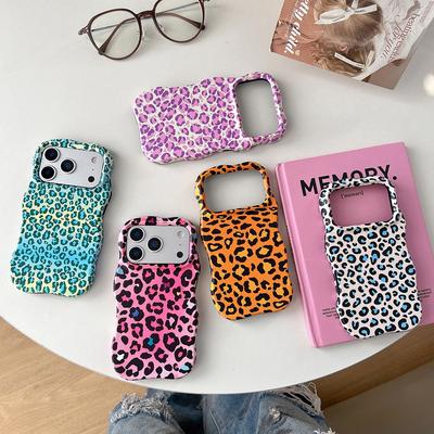 2 In 1 Gradient Leopard Print Shockproof Protective Phone Case for IPhone 13 14 15 16 17 Pro Max Wave Edge Back Cover