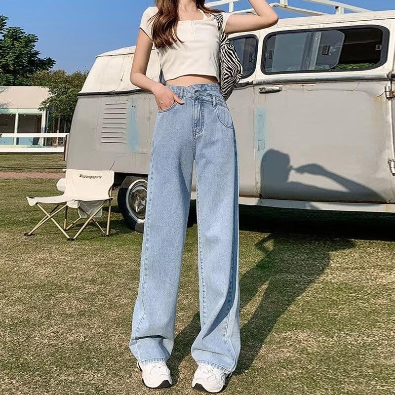 

Джинсы прямого кроя с высокой посадкой больших размеров для женщин - Утягивающие, на бархатной подкладке, Идеально подходят для фигуры типа «груша» осенью и зимой 2XL