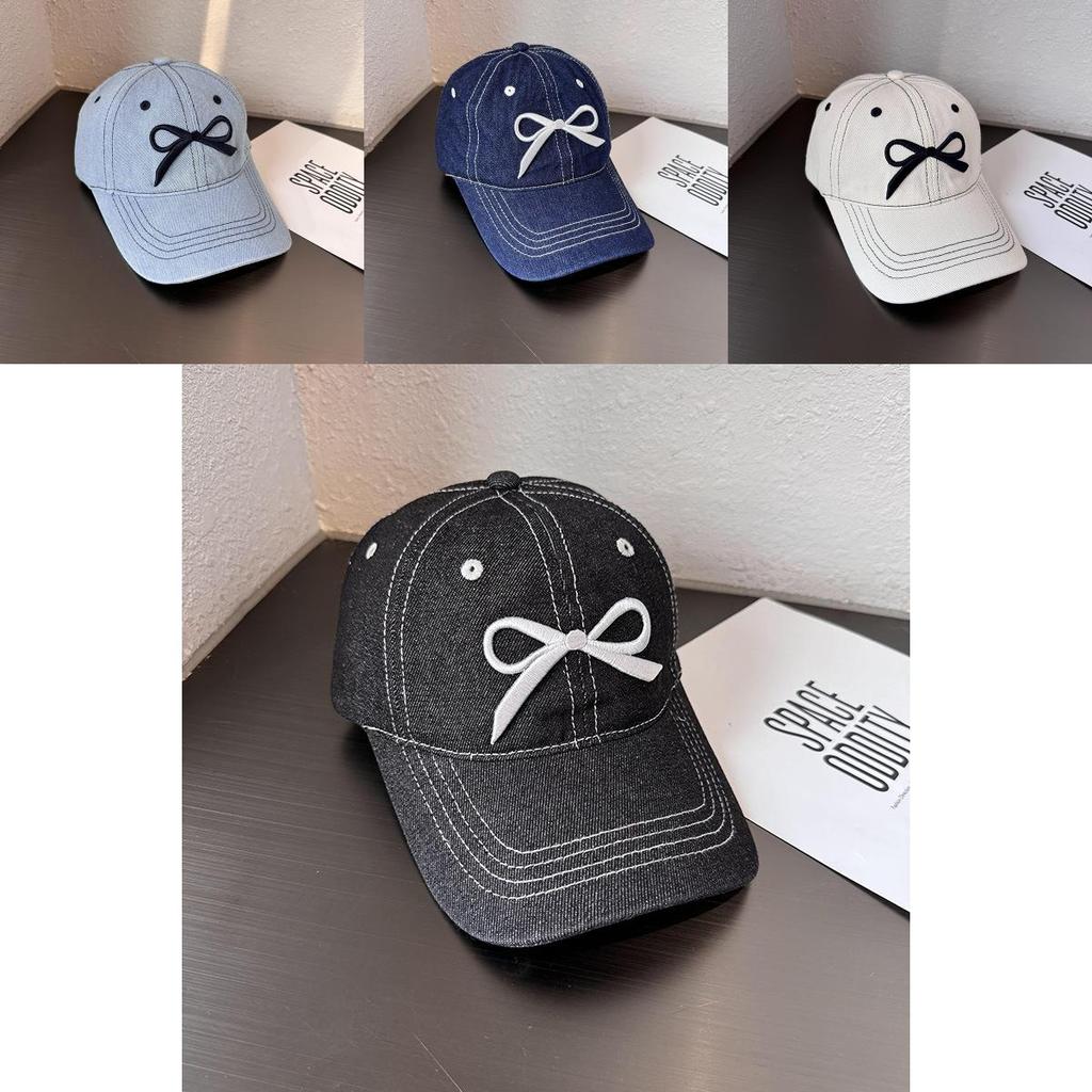 Butterfly Bow Baseball Cap For Women With Wide Brim Sunshade And Breathable Cotton For Summer Style