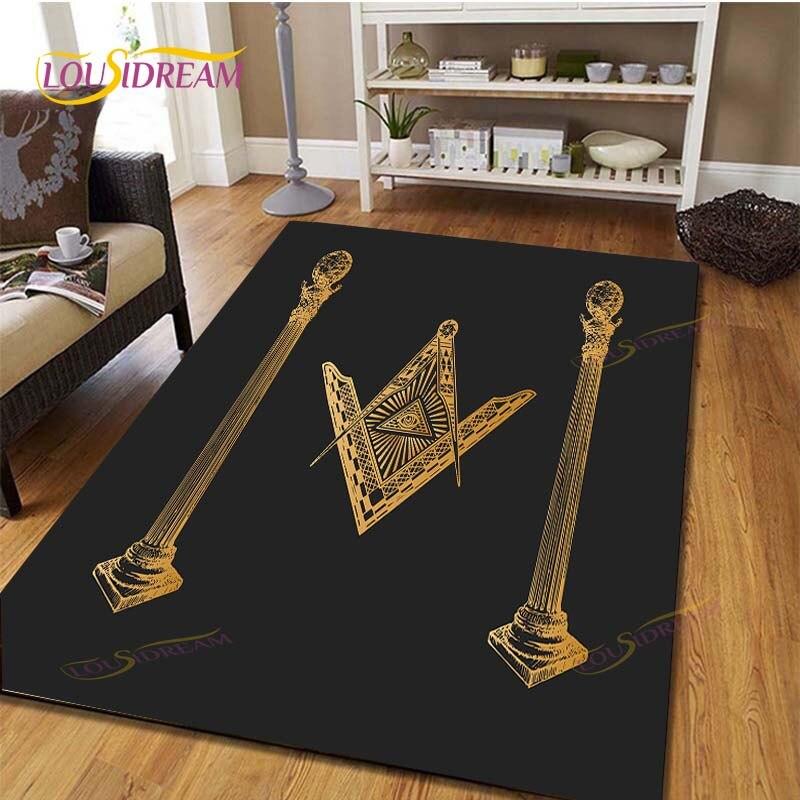 Masonic Carpet Freemason Illuminati Ring Floor Mat Living Room Carpet Indoor Area Soft Flannel Play Mat Area Rug Kawaii Rug