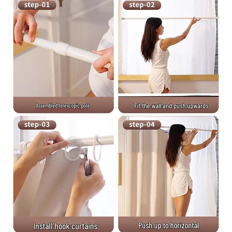 Punch-Free Solid Color Blackout Curtains for Dorms & Bedrooms