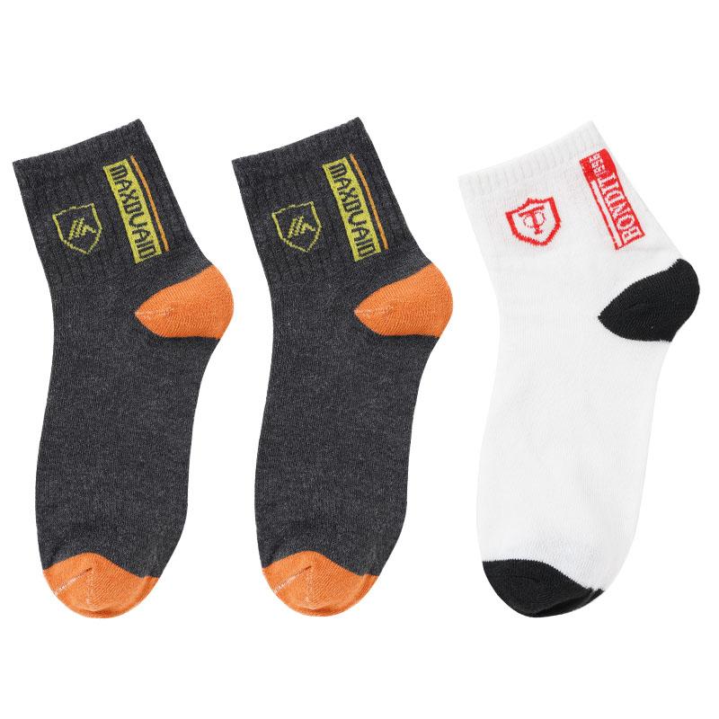 3 Par Herr Casual Mellanlånga Strumpor Tryckta Sköldmönstrade Strumpor Sport Svettabsorberande Bekväma Strumpor