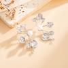 Design Wind Metal Leaf Stud Earrings Women, Fashion Imitation Pearl Flower Earrings Earrings