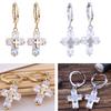 Women's Luxury Cubic Zirconia Dangle Drop Cross Hoop Earrings Banquet Jewelry