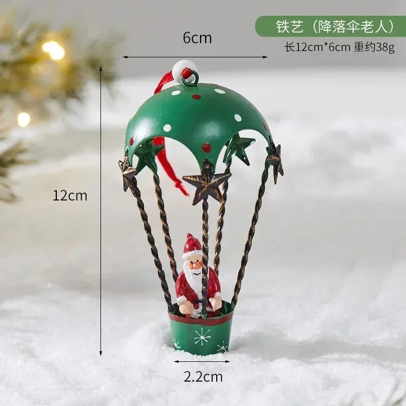 2024 New Christmas Iron Decoration Small Mailbox Santa Claus Elk Pendant Holiday Snowman Ornament Christmas Hot Air Balloon