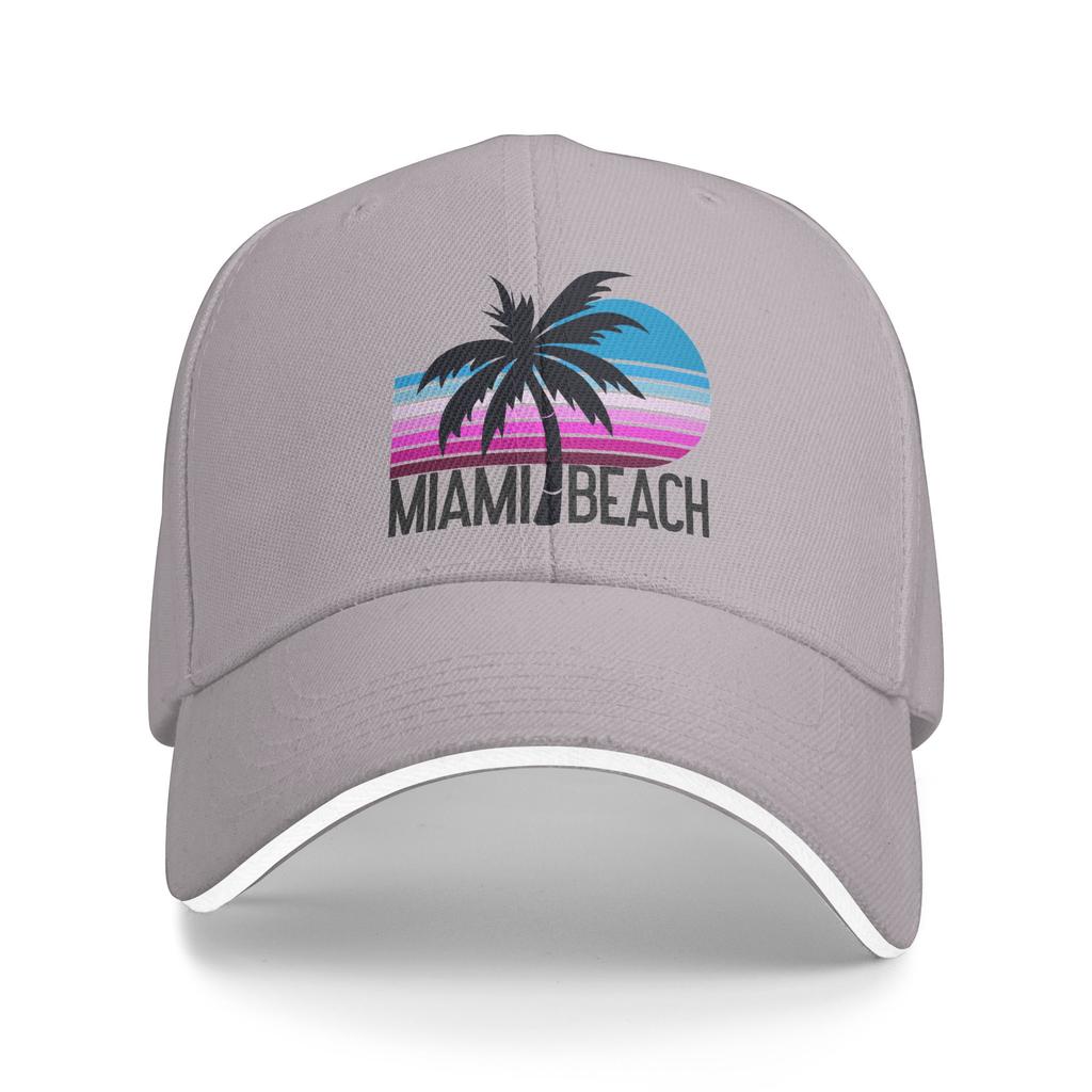 Spring Casual Baseball Cap Miami Beach Palm Running Hippie Trucker Hat For Women Men Adjustable  Classic Baseball Caps