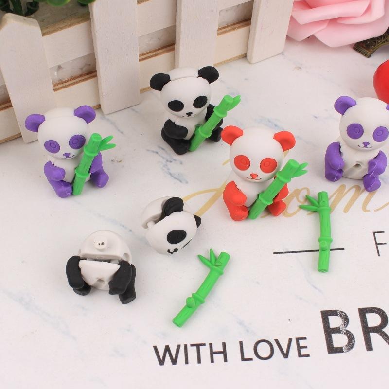 Cute Panda Bamboo Eraser Kawai Lovely Student Stationery Office School Supplies Holiday Gift Wholesale Erasers for Kids Pretty