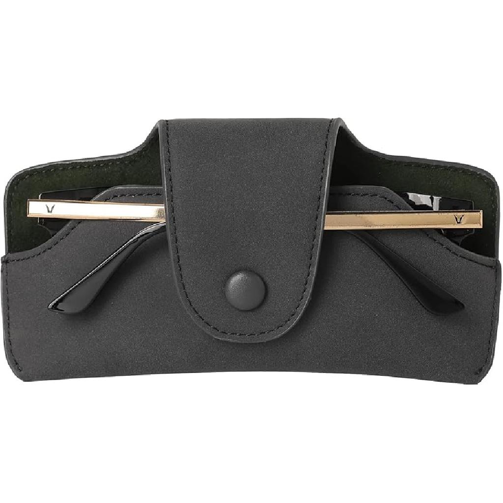 Sunglasses Holder For Car Visor Vegan Leather Glasses Case With Clip Automotive Interior Visor Accessories