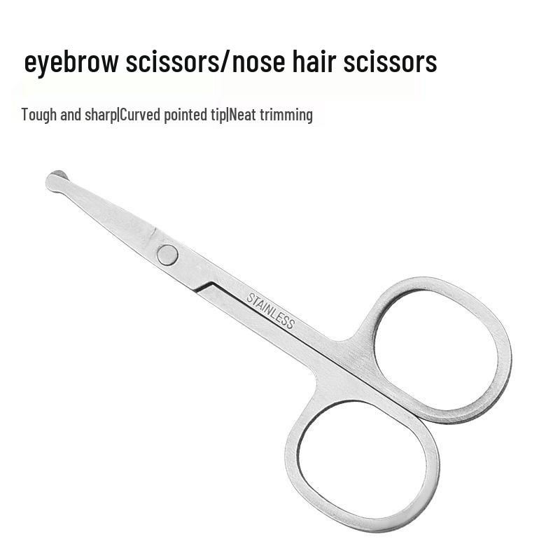 Stainless Steel Eyebrow and Nose Hair Scissors - Round & Pointed Tips, Mirror Polished.