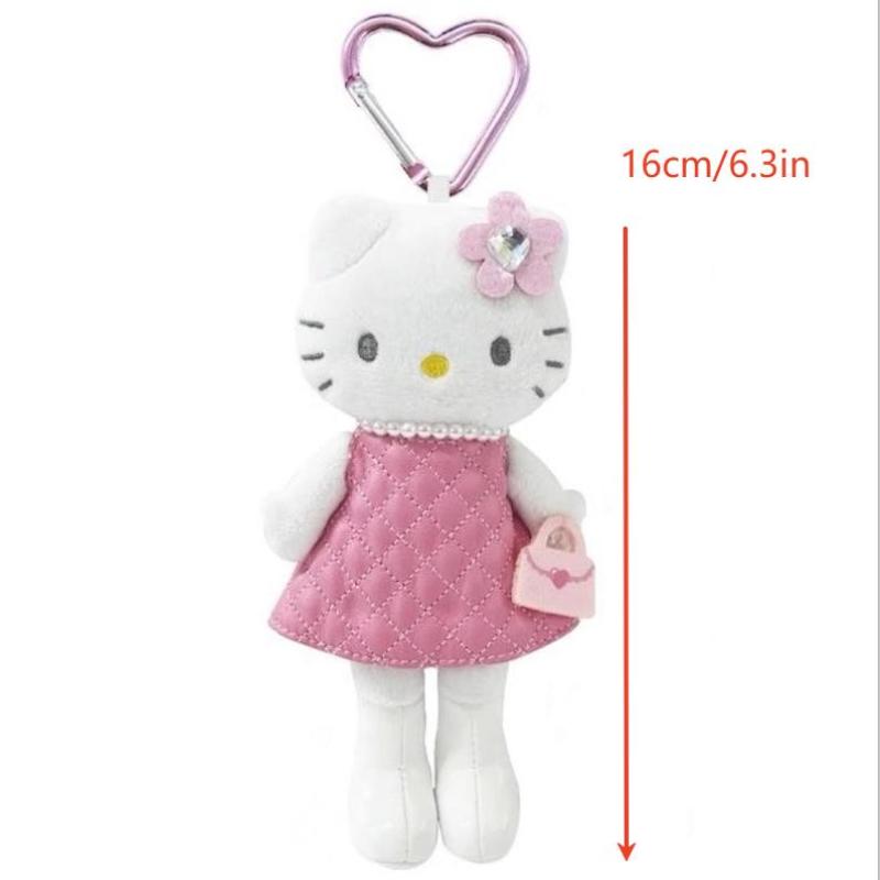 Hello Kitty Long Leg Plush Toy Keychain Black Skin Sanrio Kt Elf Cat Soft Stuffed Doll Pendant Car Key Ring Backpack Bag Decor