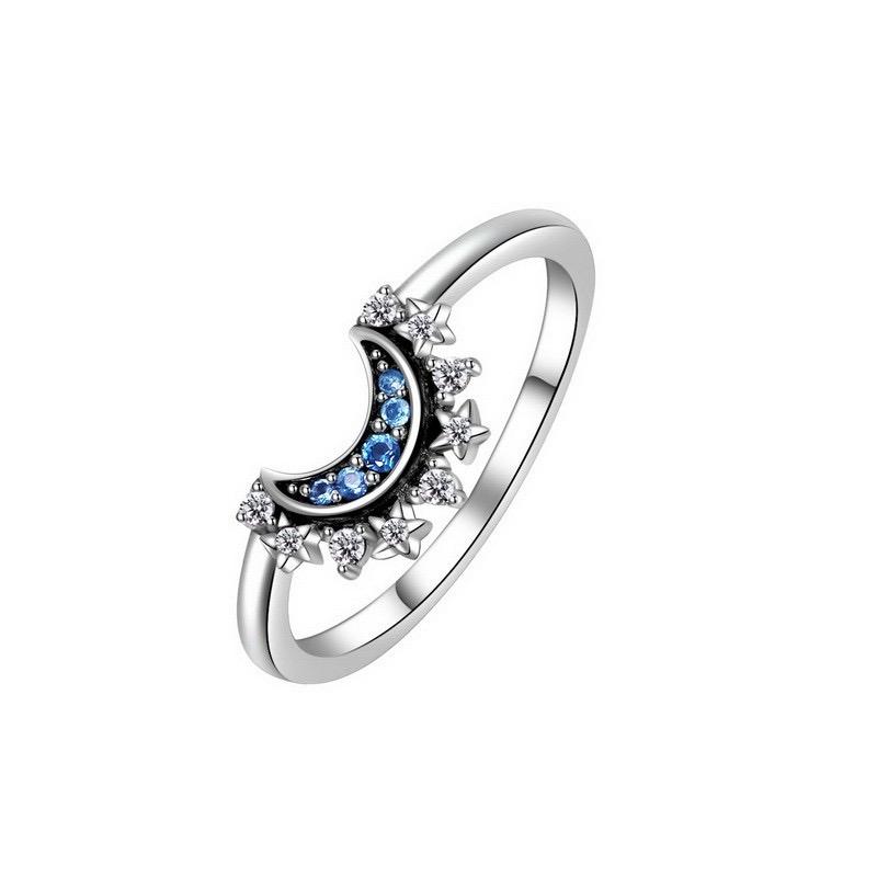 925 Silver Ring Women Star Moon Galaxy Pattern Fashion Jewelry Romantic Valentine's Gift Engagement Party Trendy Gift