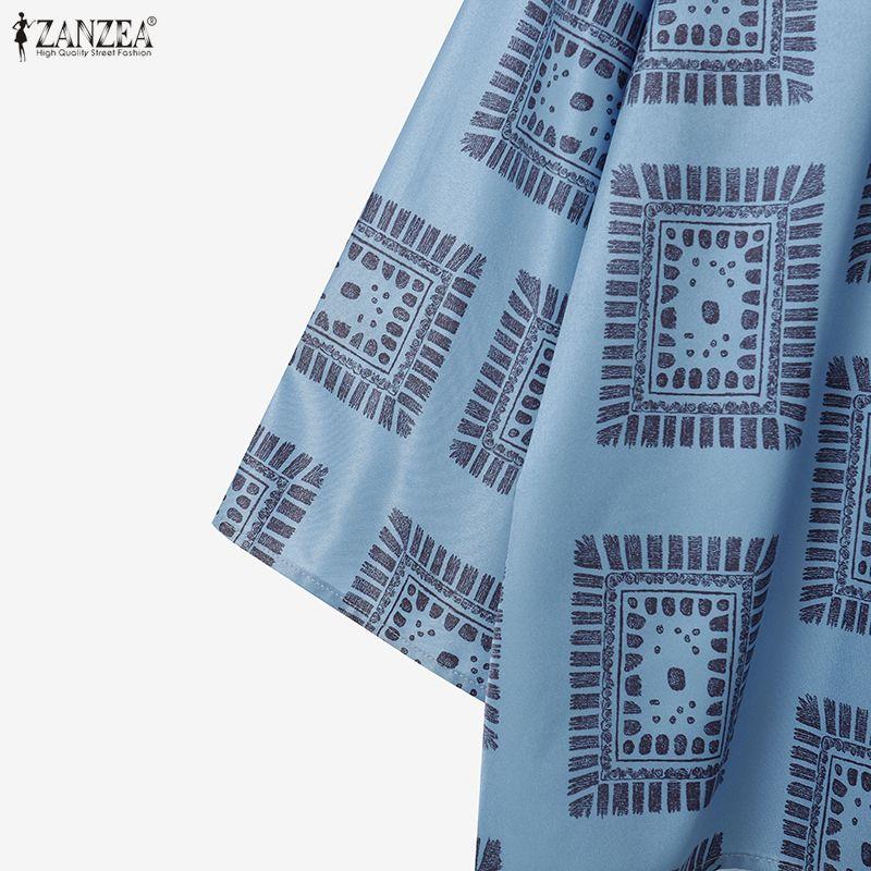 ZANZEA Women Long Sleeve Blouse and Pants Casual Print Two Piece Suit Sets