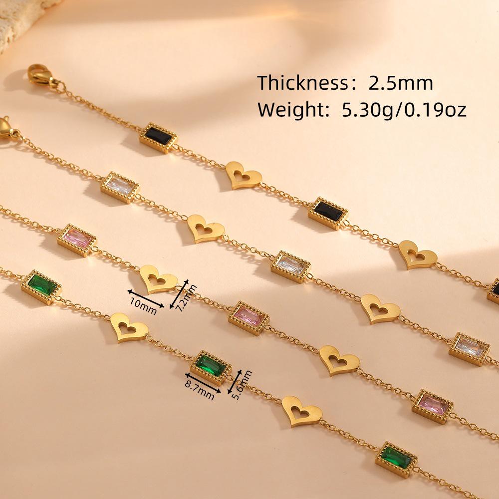 Titanium Steel Square Stone Bracelet for Women - Colorful Casual & Dating Accessory