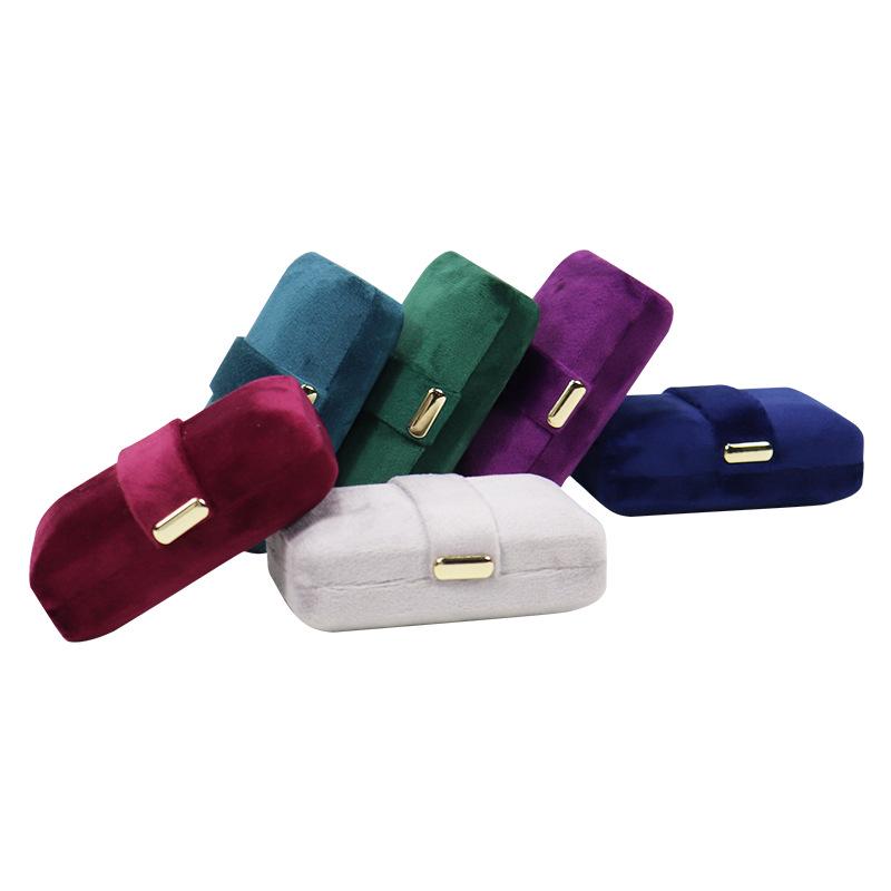 Velvet Gold Button Jewelry Box for Rings and Earrings