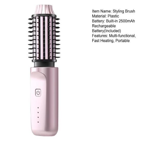 Perie Ondulator de Păr 3-în-1 Portabilă cu Încălzire Rapidă, Perie Termică Reîncărcabilă USB pentru Călătorie, Fără Fir