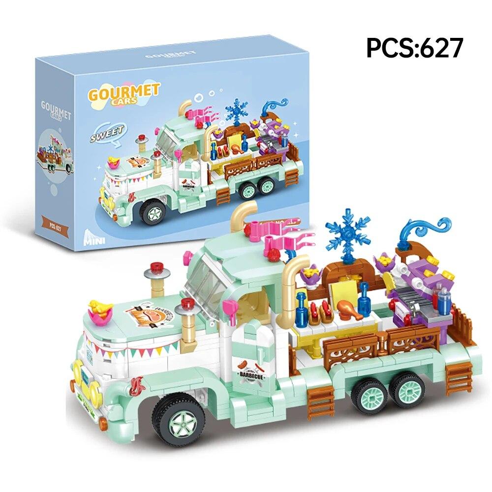 ToylinX 641PCS Building Blocks Mini Car Ice Cream Truck Model, Street View Series Christmas Xmas Best Gift for Girls with Box