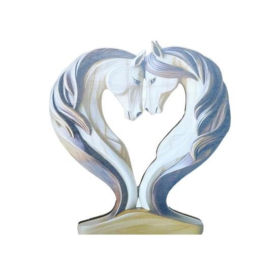 

Деревянное украшение в виде лошади, ручной работы, в деревенском стиле, с сердцем любви, двойная фигурка лошади, статуэтка, скульптура, украшение для дома, офиса, рабочего стола Horse